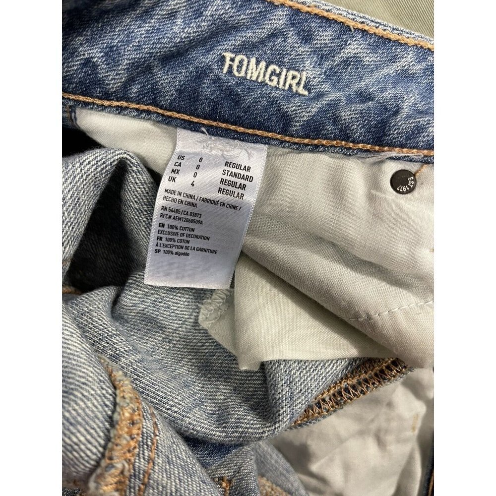 American Eagle Womens 0 Tomgirl Jeans Destroyed Boho Button Fly Denim Holes - Picture 11 of 11